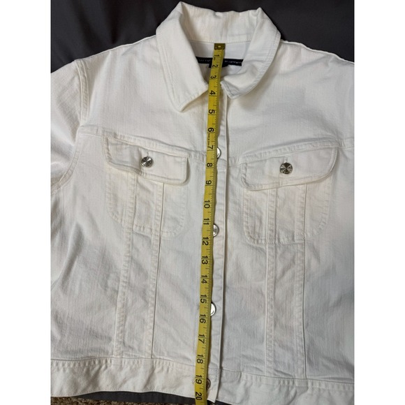 Vintage 90s Ralph Lauren Sport White Denim Jacket Trucker Women's Size Large - Picture 9 of 10